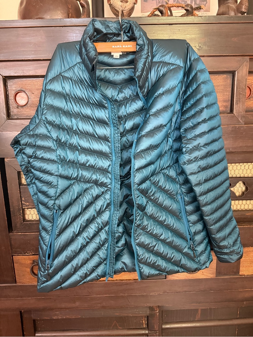Women's Teal Shiny Puffer Jacket